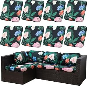 SUKAIKEQA 8PCS Patio Cushion Covers.Patio Furniture Couch SeatSlipcovers