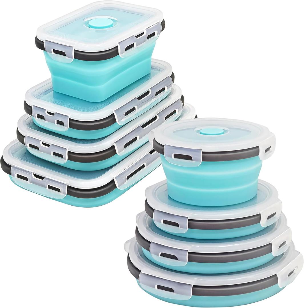 8 Collapsible Food Storage Containers, Silicone Collapsible Food Storage Containers, Collapsible Food Storage Silicone, Rv Collapsible Bowls, Collapsible Storage Containers for Food Camping