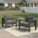 Wisteria Lane Metal Patio Furniture Sofa, All-Weather Outdoor Couch with Upgraded Cushions, Weather-Resistant Heavy Duty Modern Outdoor 3 Seats Sofa for Garden, Balcony, Deck, Backyard, Dark Grey
