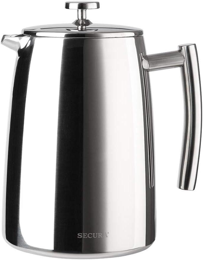 Secura French Press Coffee Maker, 50Ounce, 304 Stainless Steel Insulated Coffee Press with Extra Screen