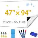 Magnetic Whiteboard Contact Paper, 47" x 94" Stick on Magnetic Dry Erase White Board Sticker on Wall, Easy to Write for Drawing, School, Office, Kitchen Fridge