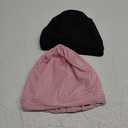 Silk Bonnet for Sleeping Women, Adjustable Silky Satin Lined Sleep Cap, Silk Hair Wrap Slouch Beanie Hat (Black&pink)