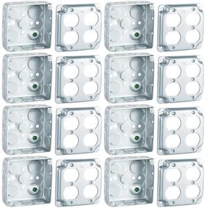 8 Set 4  4" Electrical Junction Box with Cover Electrical Metal Outlet Box, 21.0 Cu. in. Capacity Receptacle Exposed Work Cover, 1-1/2'' Deep (Double Duplex Receptacle)