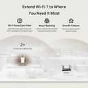 TP-Link BE3200 Wi-Fi 7 Range Extender RE223BE w/Ethernet Port | 3.2 Gbps Dual-Band Wireless Repeater | Internet Signal Booster for Home | Up to 2400 sq.ft, 64 Devices | MLO, EasyMesh | No 6 GHz Band