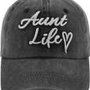Funny Embroidered Mom Life Hat for Women Grandma, Adjustable Cotton Mama Gifts Baseball Cap (One Size)