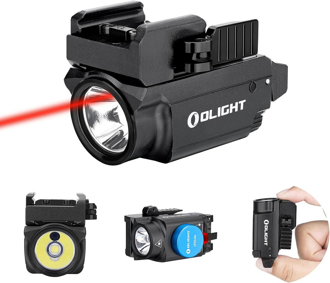 OLIGHT Baldr RL Mini 600 Lumens Compact Rail Mounted Weaponlight with Red Beam and White LED Combo, Magnetic USB Rechargeable Tactical Flashlight with 1913 or GL Rail, Built-in Battery (Black)