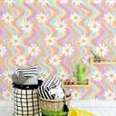 2 Sheets of 17x39inch Large Flower Wallpaper, Removable DIY Peel and Stick Boho Sunflower, Rainbow, Strawberry Wall Decor Stickers for Home Walls Kids Nursery Bedroom Wall Decoration (Rainbow)