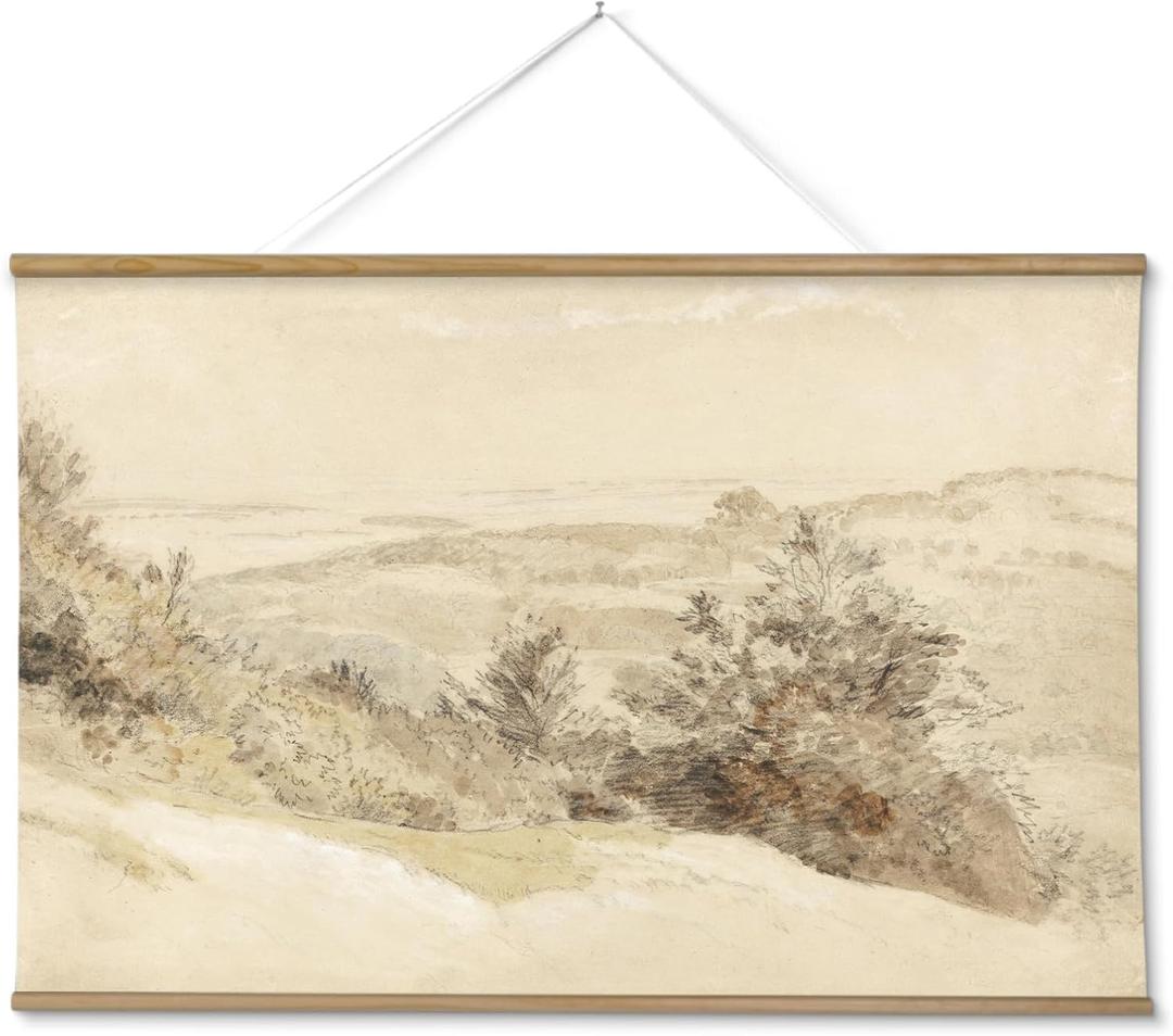 InSimSea 36x54 Extra Large Canvas Scroll Wall Art, Vintage Mountain Hill Landscape Painting Prints, Farmhouse Oversized Wall Decor for Living Room, Bedroom, Dining Room, Office