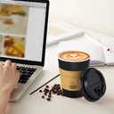 BYSNOW 100 pack 10 oz Thickened Coffee Cups with Lids, Scald Resistant Hot Cups with Sleeve and Straw, To Go Coffee Cups for Home, Office, Cafes and Party (Black 10oz)