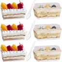 100 Set 140ml/4.8 oz Clear Dessert Cups with Lids and Spoons, Rectangular Dessert Cups, Mini Clear Appetiser Serving Bowls for Desserts, Mousse, Puddings
