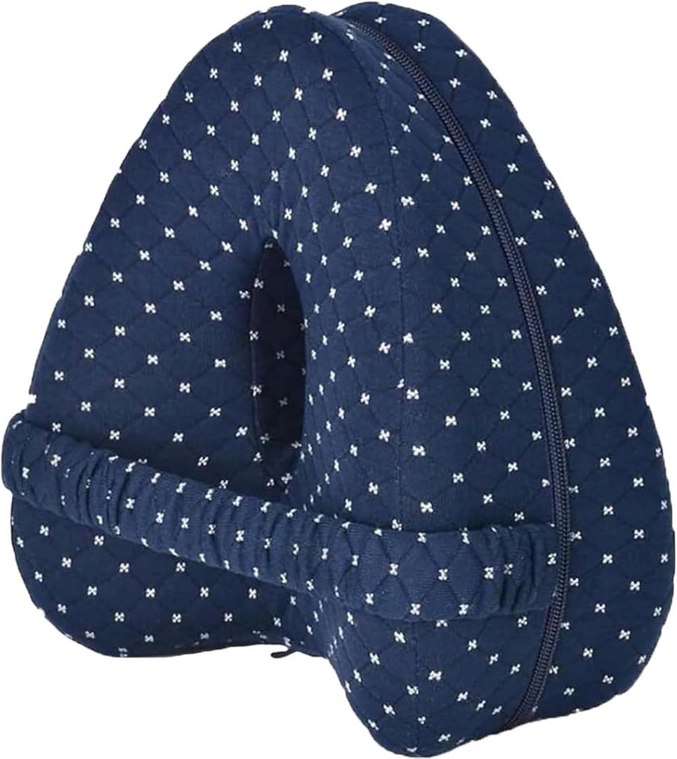 Alignment Pillows for Side Sleepers, Hip Alignment Pillow, Memory Foam Leg & Knee Pillow, Foam Support Pillow Soothing Relief for HIPS, Knees, Joints, Nerves & Muscles, Adjustable Strap (Grid Blue)