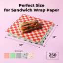 Fit Meal Prep 250 Mixed Color 12x12" Dry Waxed Deli Paper Sheets, Grease-Proof & Waterproof, Perfect for Food Basket, Picnic, Barbecue, Restaurants