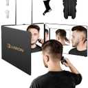 JUSRON 360 Viewing Angle Self Hair Cutting Mirror, Clear Anti-Fog HD Glass (Black Without LED with Accessories)