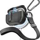 MAGEASY Design for AirPods Pro 2 Case Cover - Rugged AirPods Pro Case with Lock | Work with Cable, Official Apple Watch & MagSafe Charging | Include Carabiner & Wrist Strap - Odyssey, Metal Black