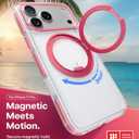 TORRAS 360 Magnetic Stand for iPhone 17 Pro Case, [Rotatable Sturdy Kickstand][Fit for MagSafe][4X Mil-Grade Shockproof] Slim Transparent Phone Cover, Camera Button, Crystal Pink, Ostand O3 Fitness