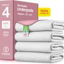 IMPROVIA Washable Underpads, Heavy Absorbency Reusable Incontinence Pads for Kids, Adults, Elderly, and Pets - Waterproof Protection Floor (White & Pink, 4 Pack - 34"x36")