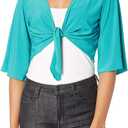Star Vixen Women's Petite Tie Front Elbow Sleeve Cardigan (XL)