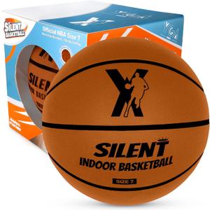 Silent Basketball Official Size 7: Upgraded 95% Bounciness - Ultra Quiet Airless Basketball Dribbling Indoor - Soft Foam Basketballs with Real Grip & Grooves - Silent Indoor Basketballs for All Ages (Light Brown)