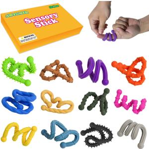 12 Pack Sensory Stick,Fidget Toys,Textured Calming Sensory Toys for Autism Kids, Anxiety Relief for Activities Essential,Stimulating & Addictive Toys for Kids Students