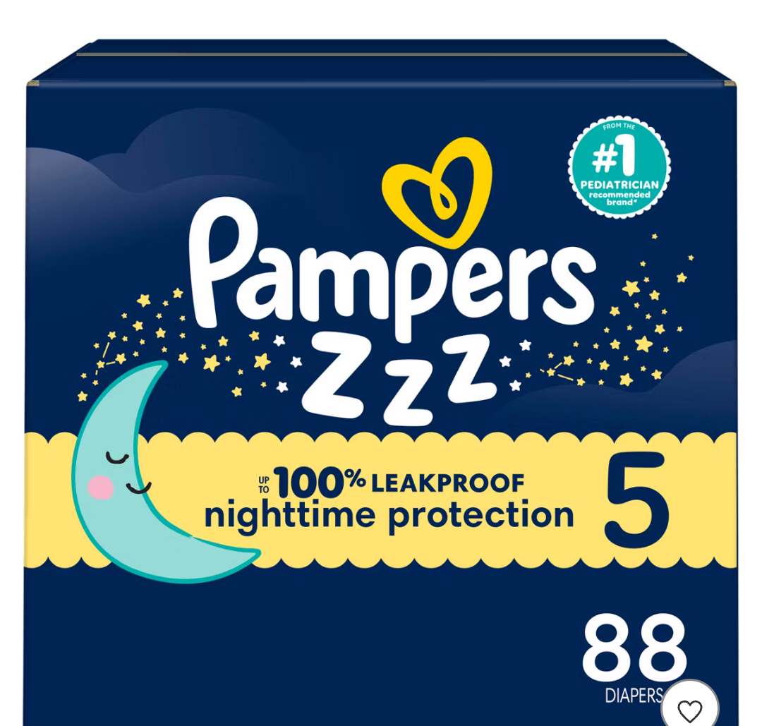 Pampers Swaddlers Overnight Diapers, Size 5, 88 Count