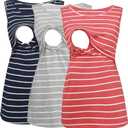 Bearsland Women's Sleeveless Maternity Nursing Tank Tops Breastfeeding Shirts (S)