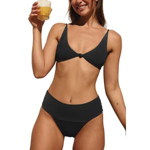 Women's Sexy Bikini Sets 2 Piece Swimsuit, Knot Triangle Bikini Top, High Leg Super Cheeky Bottom (4)