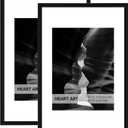 HEART ART 24x36 Poster Frame with Mat, Black Picture Frame, Display Pictures 18x24 with Mat or 24 x 36 Without Mat, Poster Frames 24 x 36 inches for Wall Mounting, 2 Pack