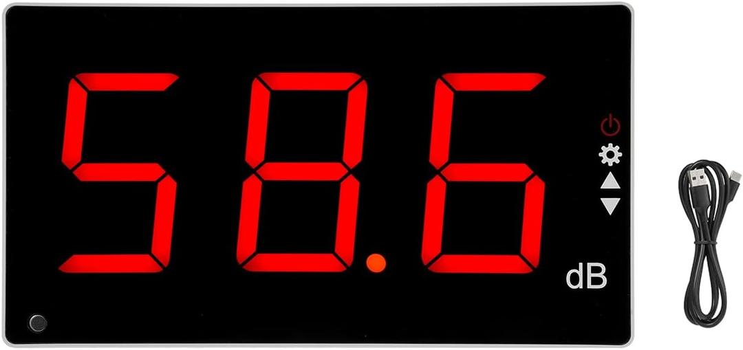 Sound Level Meter with Large LCD Screen Wall Mounted Digital Noise Meter Decibel Monitoring Tester Noise Volume Measuring Instrument 30-130dB Measuring Range with Sound Alarm