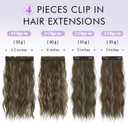 Sofeiyan Brunette Mixed Ash Blonde Hair Extensions 16 inch Clip in Highlighted Hair Extensions 4PCS Synthetic Fake Hair Soft Natural Hairpiece 140g Curly Thick Hair Extension for Women