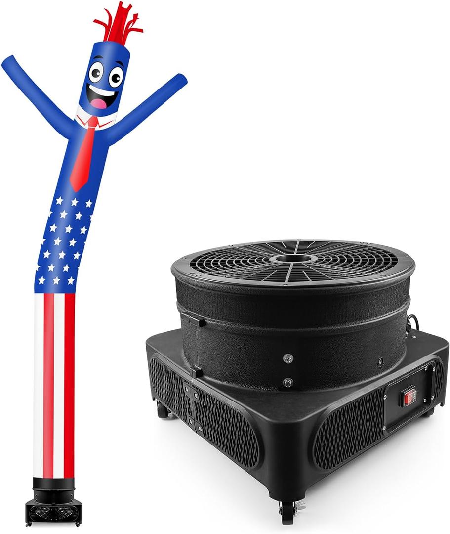20FT Tall Inflatable Tube Man American Flag Wacky Wavy Dancing Guy with 1.5 HP Weather-Resistant Blower (18''Diameter) for Outdoor Decoration Advertising Business Promotion