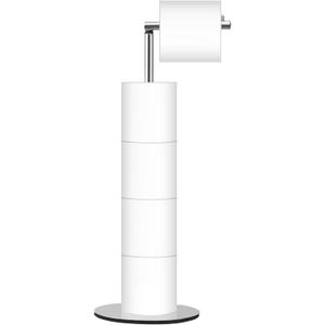 Toilet Paper Holder Stand, Free Standing Toilet Paper Roll Holder with Reserve, Modern Bathroom Toilet Paper Stand for 4 Rolls, Chrome, Housen Solutions