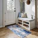 RELEANY Washable Area Rugs 2'x5' Non-Slip Modern Abstract Soft for Living Room Entryway Bedroom Nursery, Print Pattern, Blue Grey Navy Gray