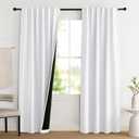 NICETOWN 100% Blackout Window Curtain Panels, Cold and Full Light Blocking Drapes with Black Liner for Nursery, 84 Inches Drop Thermal Insulated Draperies (Pure White, 2 Pieces, 52 inches Wide)