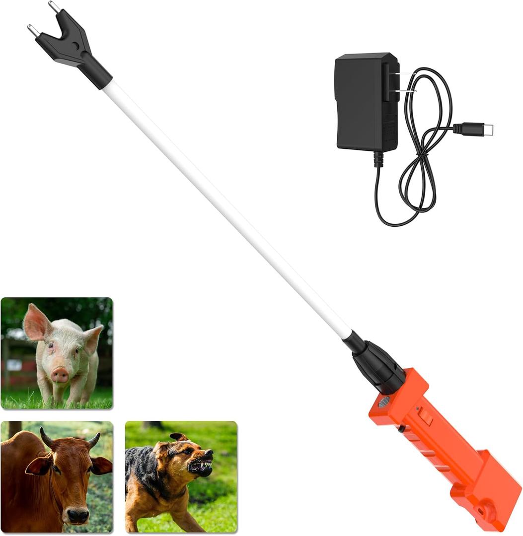 Cattle Prod Rechargeable with Led Light, Waterproof Cattle Prod for Dogs, Electric Cattle Prod Livestock, Lightweight Cattle Prod for Cow (34inch)