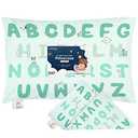 KeaBabies Toddler Pillowcase 13"x18" - Organic Cotton Toddler Pillowcase for Kids, Boys, Girls, Soft & Durable Cotton Cover for Miniature Sleepy Pillows,Cute Colors,Pillow Sold Separately(KeaABC Mint)