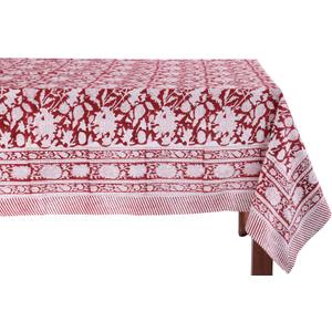 ATOSII Meraki Red 100% Cotton Tablecloth, Handblock Print Rectangle Table Cover for Kitchen Dining I Tabletop Linen I Parties, Thanksgiving, Christmas, Wedding, Fall Table Cloth 60 X 90 Inches