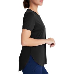 Women's Short Sleeve Workout Tops Moisture Wicking Cooling Shirts UV Protection Quick Dry Athletic Activewear Black, Small