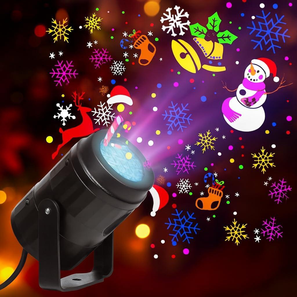 Christmas Projector Lights Outdoor Indoor, Christmas LED Lights Projector with Christmas Decorative Patterns for Indoor Outdoor Window, Ground, Roof, Wall, Holiday Projector for Xmas