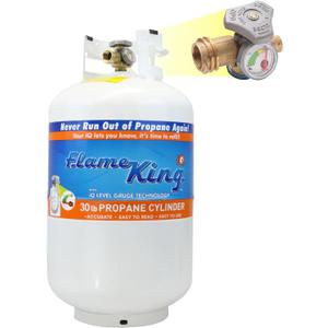 Flame King YSN330 30lb Steel Propane Tank Cylinder with Gauge and OPD Valve for Grills and BBQs, Camping, Fishing, & Outdoor Activities, White