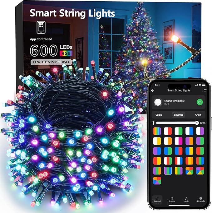 Brizled Smart Christmas Lights, 196ft 600 LED Smart WiFi Color Changing String Lights App Controlled, RGB Christmas Tree Lights Work with Alexa & Google Home for Halloween Indoor Outdoor Decor