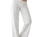 Arach&Cloz Womens Wide Leg Jeans 2026 All-Season Fashion Capsule Wardrobe Stretchy Bootcut Jeans High Waisted Trousers Casual Trendy Loose Denim Straight Pants with Pockets White Small