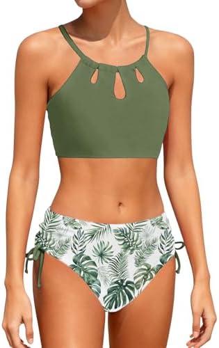 Girls Swimsuit 2 Piece Bathing Suit Tankini Adjustable Straps Cut Out Swimwear (12 Years)