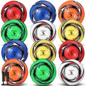 12 Pcs Operation Christmas Deflated Soccer Balls with Pumps Bulk Official Size 3 4 5 Machine Stitched Soccer Ball for Outside Sports Training Charity Donation Supplies Xmas Gifts
