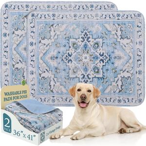 Homimp Washable Pee Pads for Dogs,2 Pack Reusable Puppy Pads Waterproof, Absorbent and Leakproof Dog Pee Pads, Non Slip Puppy Training Pads, Pet Mat for Floor, Crate, Couch, Whelping, Blue, 36"x41"