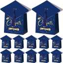 Fullhawl 24 Sets Graduation Cap Gift Box Congrats Graduation Gift Candy Box with Tassel Graduation Party Favors Graduation Centerpieces for Tables Decorations (Blue)