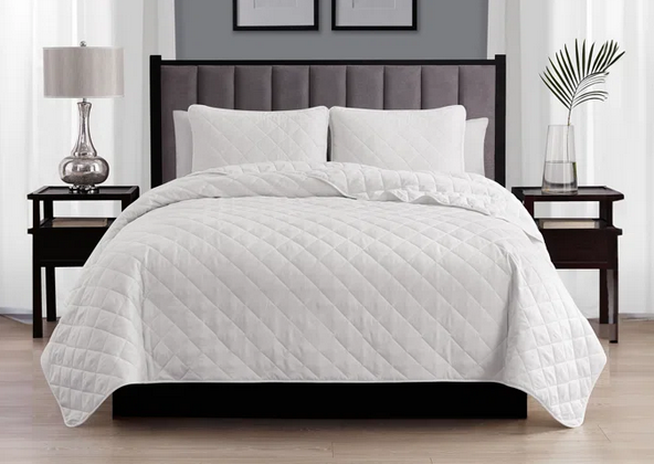 wayfair basics microfiber reversible diamond quilt set
