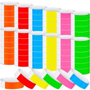 Tudomro 2400 Pack Neon Paper Wristbands Bulk - Waterproof, Lightweight, Adhesive - Concert, Events, Party for Hand Wrist Arm Identification(Multicolor)