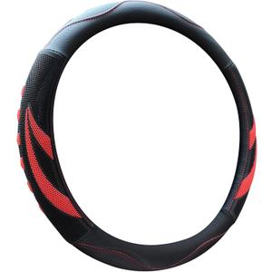 Alusbell Microfiber Leather Steering Wheel Cover Breathable Auto Car Steering Wheel Cover for Women and Men Universal 15 Inches Red