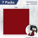 ROBOTIME 7-Pack Double-Sided Colored 1/8" Plywood Sheets - 12 x 12 x 1/8 Inch - Roller-Coated Solid Color 3mm Craft Wood Sheets for Laser Cutting - Assorted Colors - WB122