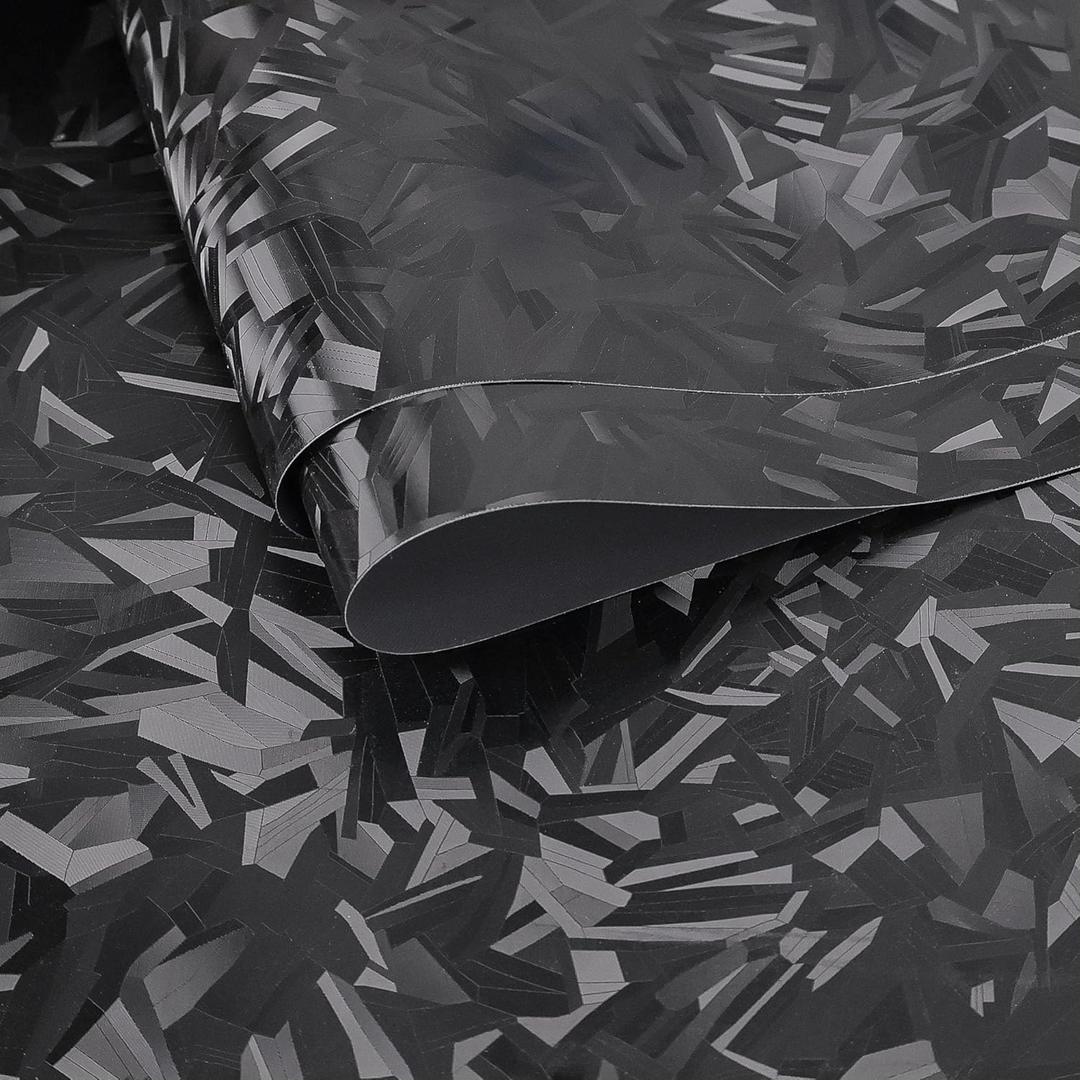 Lypumso PET Forged Carbon Fiber Vinyl Wrap, Glossy Car Vinyl Film for Automotive with Air Release Technology for Vehicle Decal DIY Interior Exterior Decoration (3D Black Forged, 1ft x 5ft)